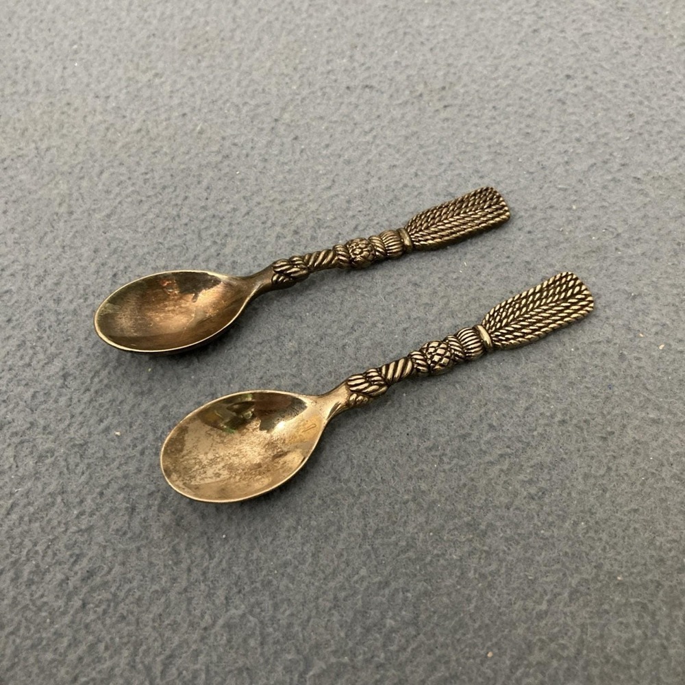 Silea Cartizone Silver Plated 4 in Coffee Spoons Twisted Rope Design - Set of 2